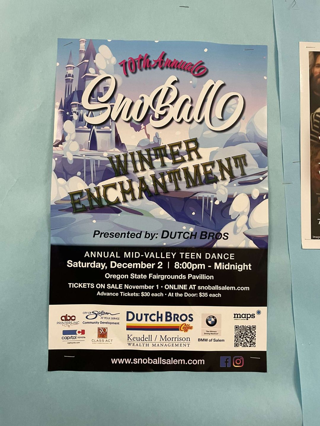 Image of a flyer promoting the Snoball dance