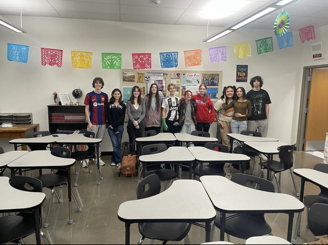 Students in South's Spanish Club pose for a group photo.