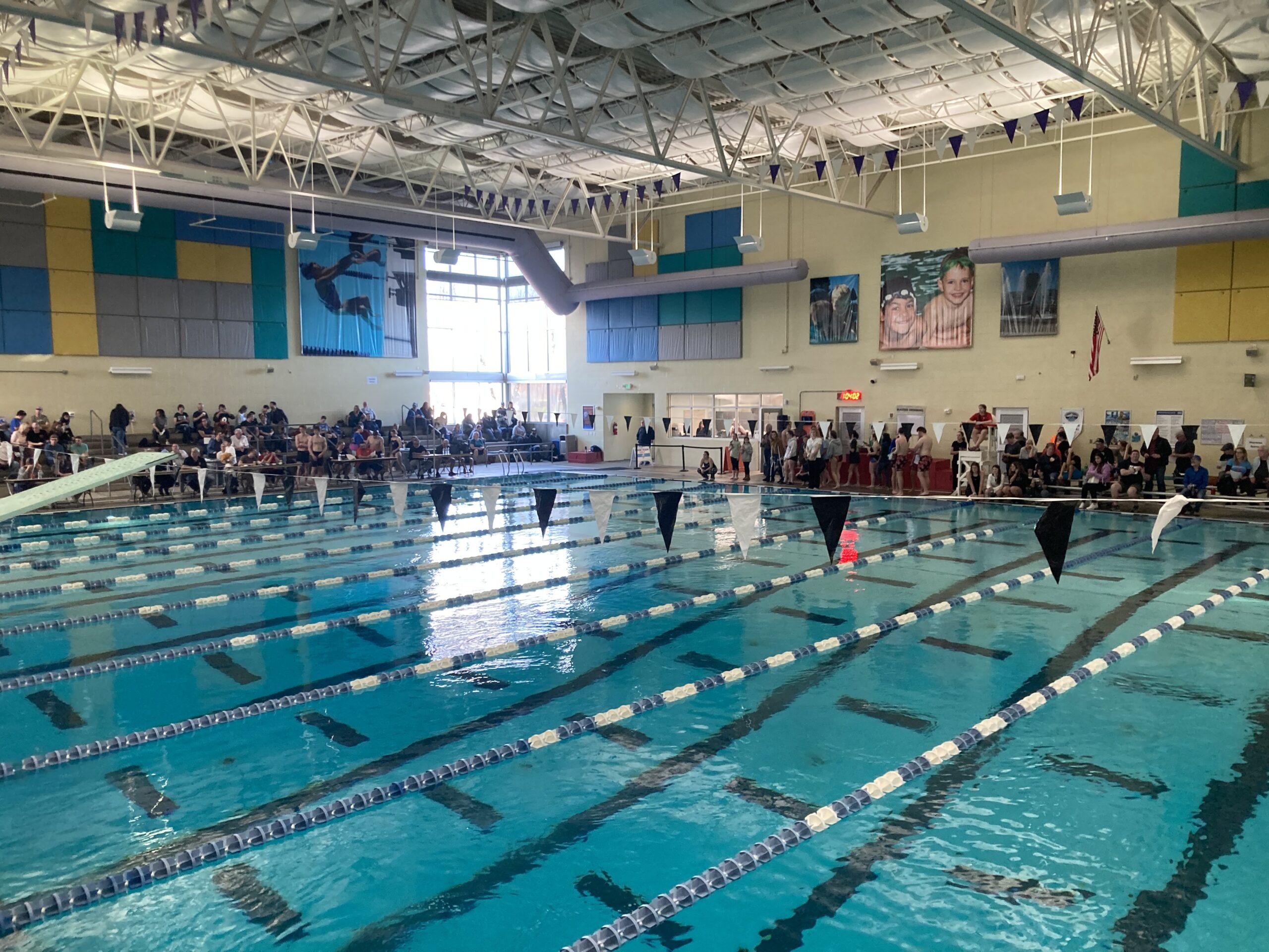 Student's at swim districts in the Kroc Center. Photo taken by Grayson Harms.