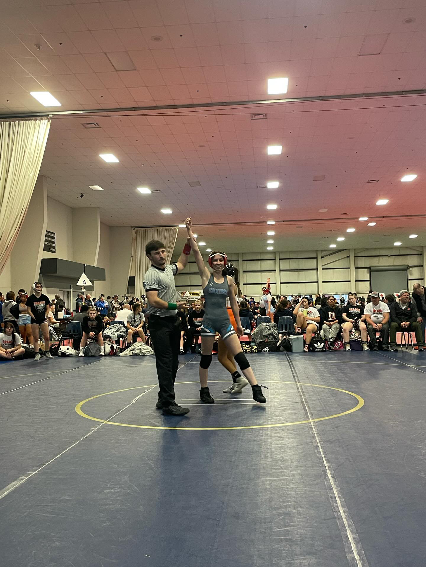 Leila Fajer wins a wrestling match. Photo taken by a player.