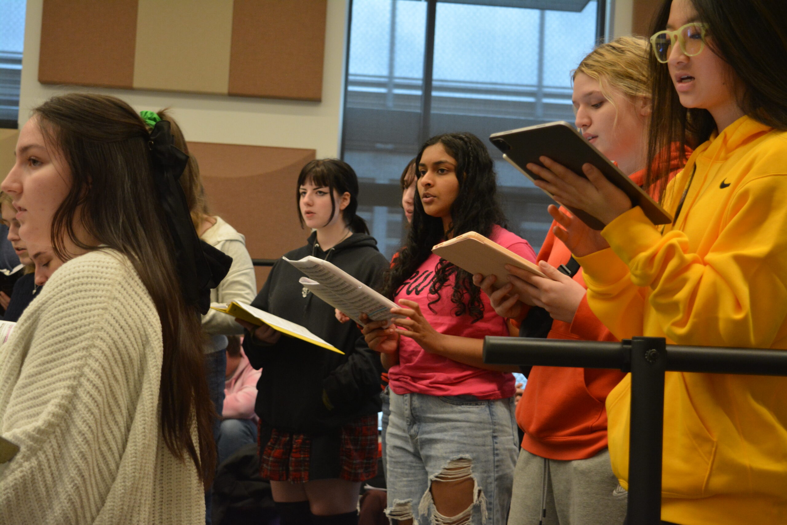 Geeta Arekapudi at choir practice. Photo taken by Cece Lipman.