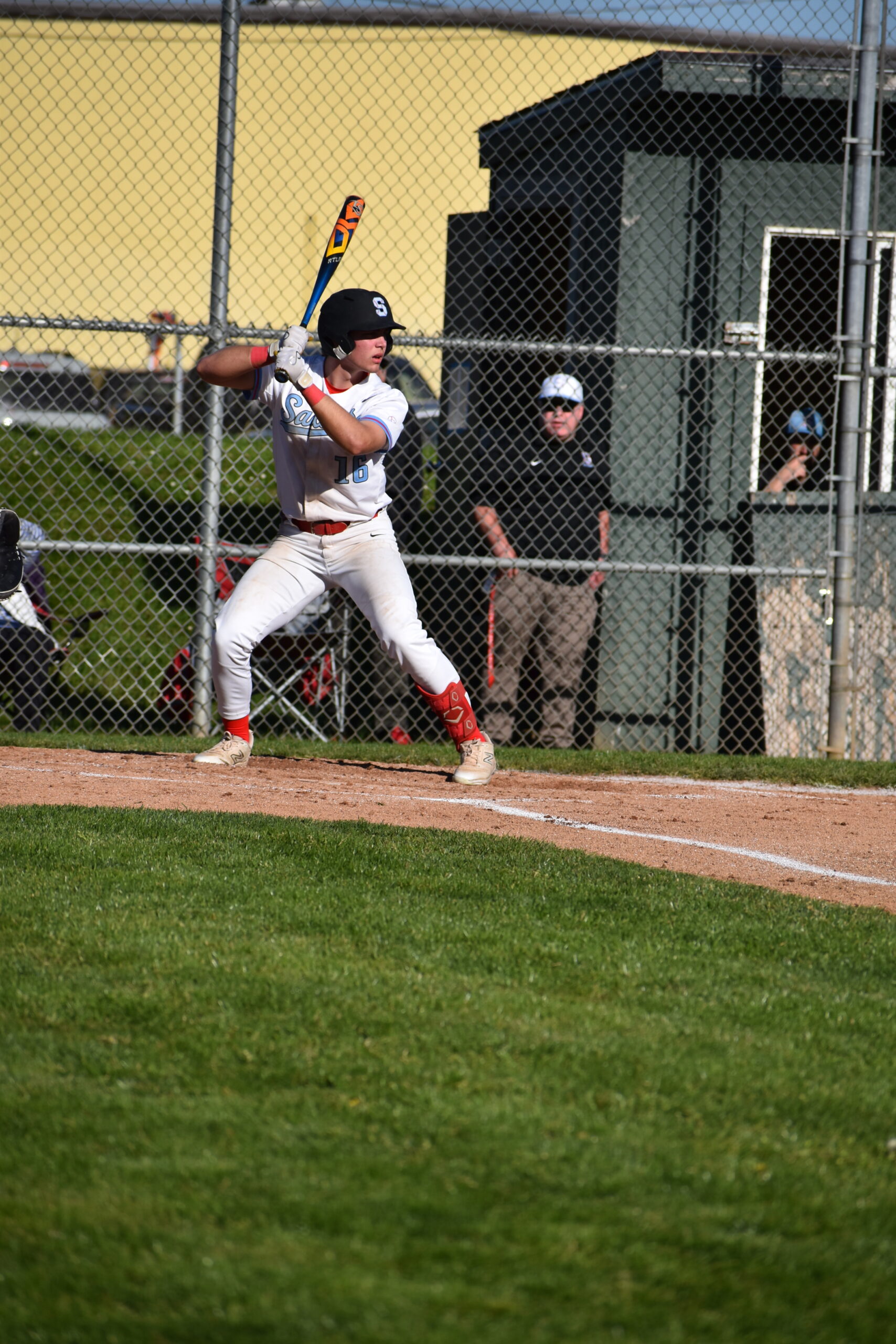 Baseball player Noah Scharer at Bat. Photo taken by Peyton Mack.
