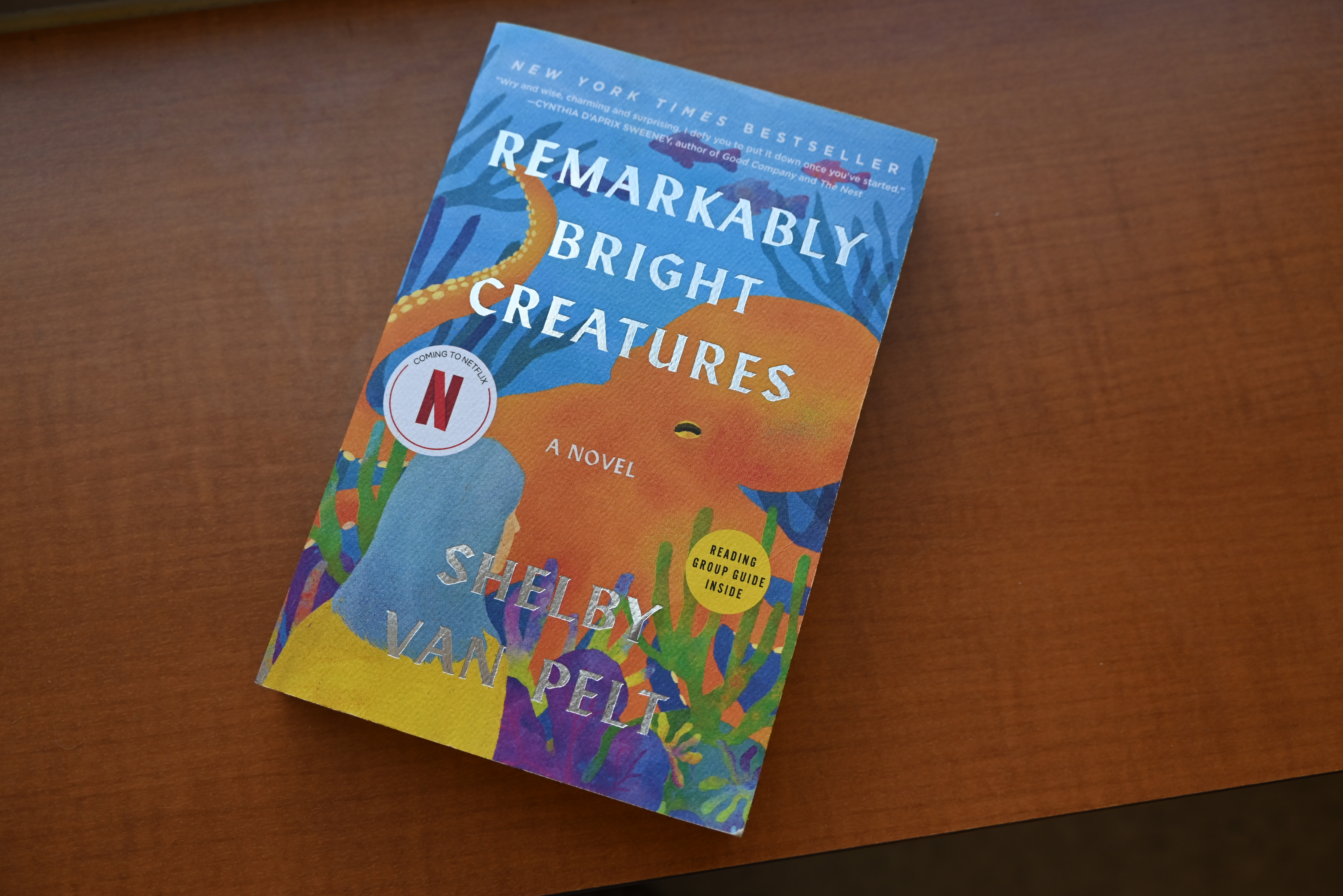 A pictue of a sign copy of Remarkably Bright Creatures by Shelby Van Pelt